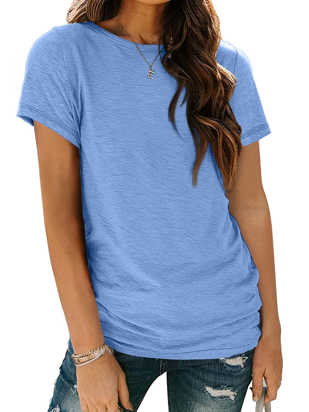 Women's Short Sleeve Shirts Summer Tops Crew Neck Basic Tees Casual Tshirts