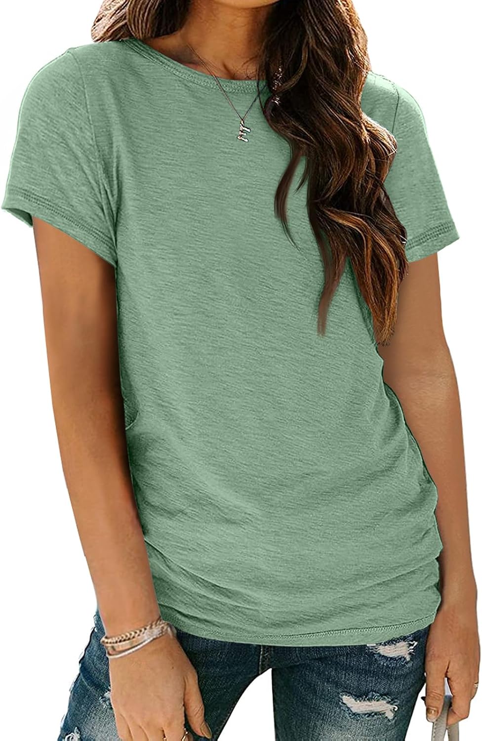 Women's Short Sleeve Shirts Summer Tops Crew Neck Basic Tees Casual Tshirts