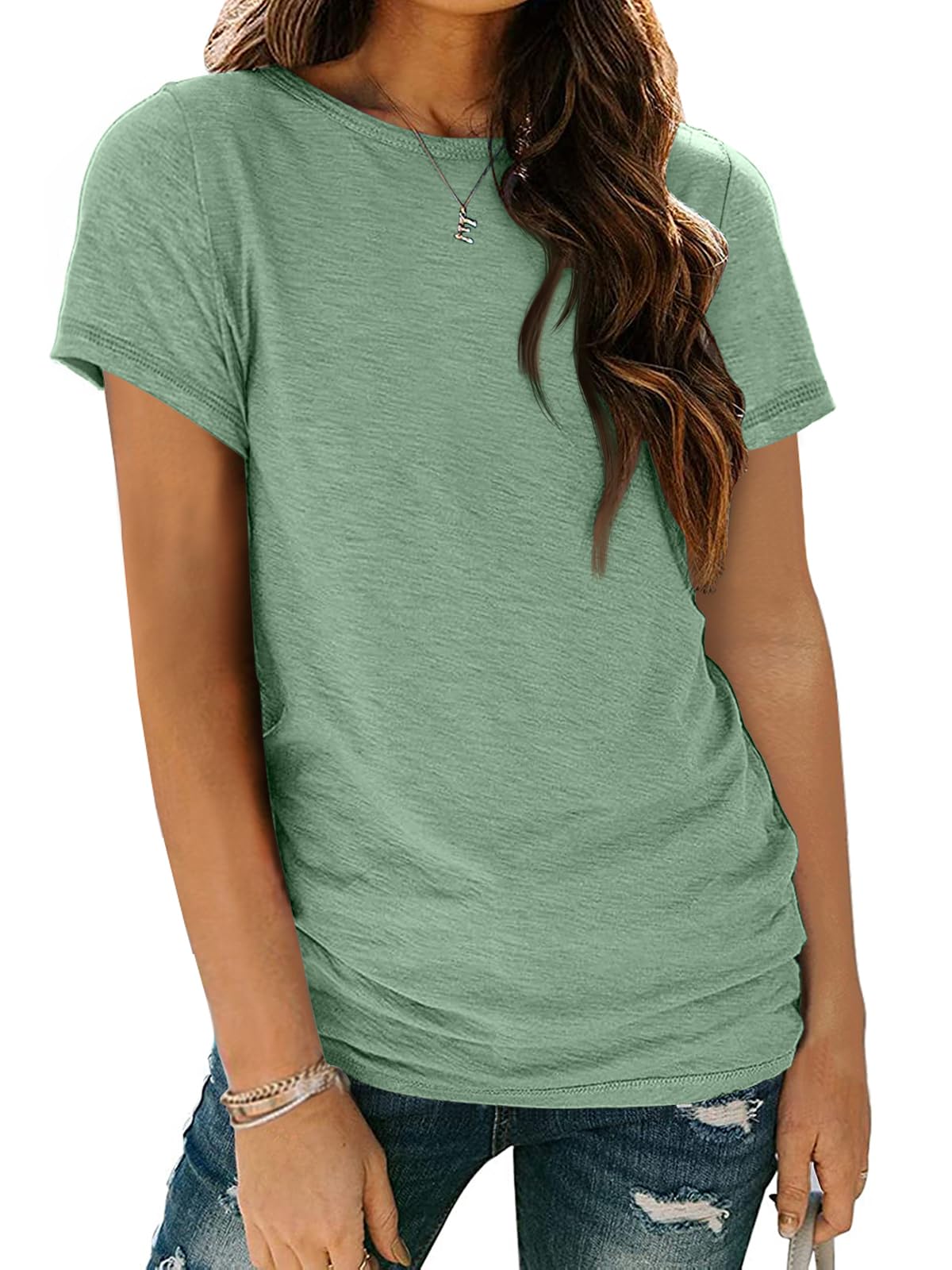 Women's Short Sleeve Shirts Summer Tops Crew Neck Basic Tees Casual Tshirts
