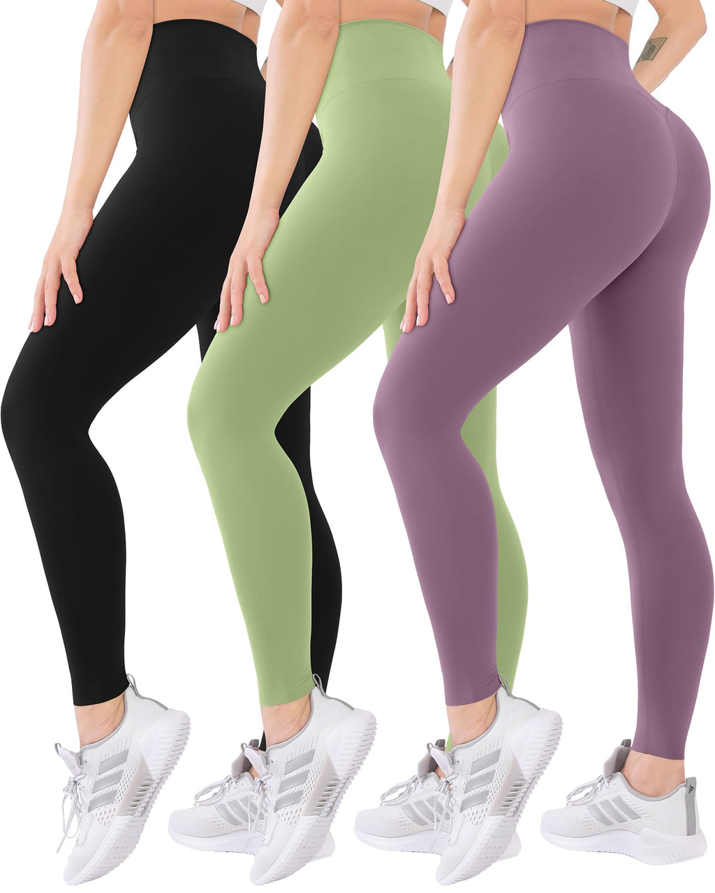 3 Pack High Waisted Leggings for Women with Pockets Soft Active Tummy Control Pants for Yoga Running & Daily Wear