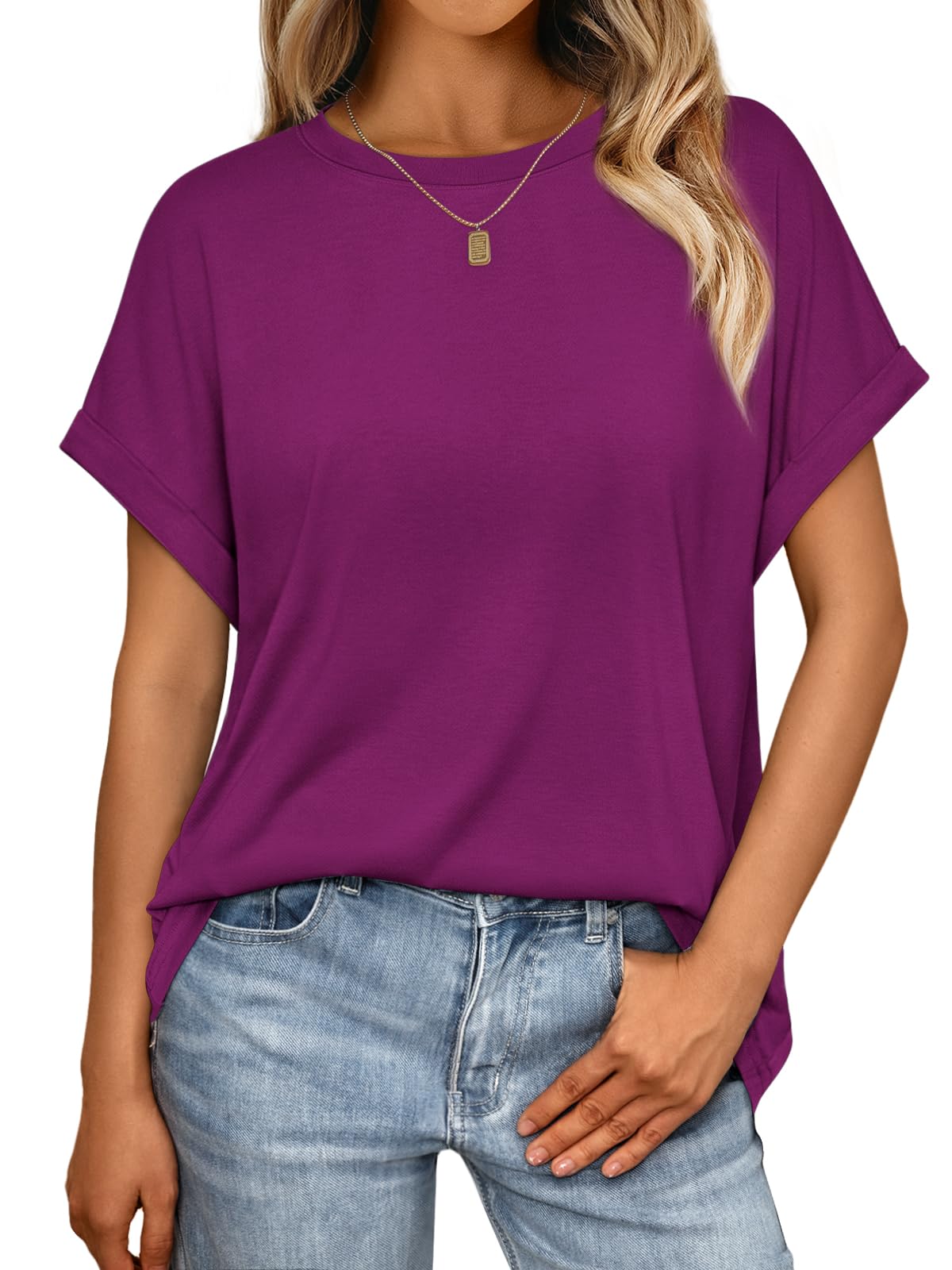 Women's Oversized Short Sleeve T Shirts Summer Tops | Plus Size Tshirt, Slim Fit, Dressy Casual Work Tee, Lightweight Soft Fabric, Spring Clothes, Cute Fashion Outfits