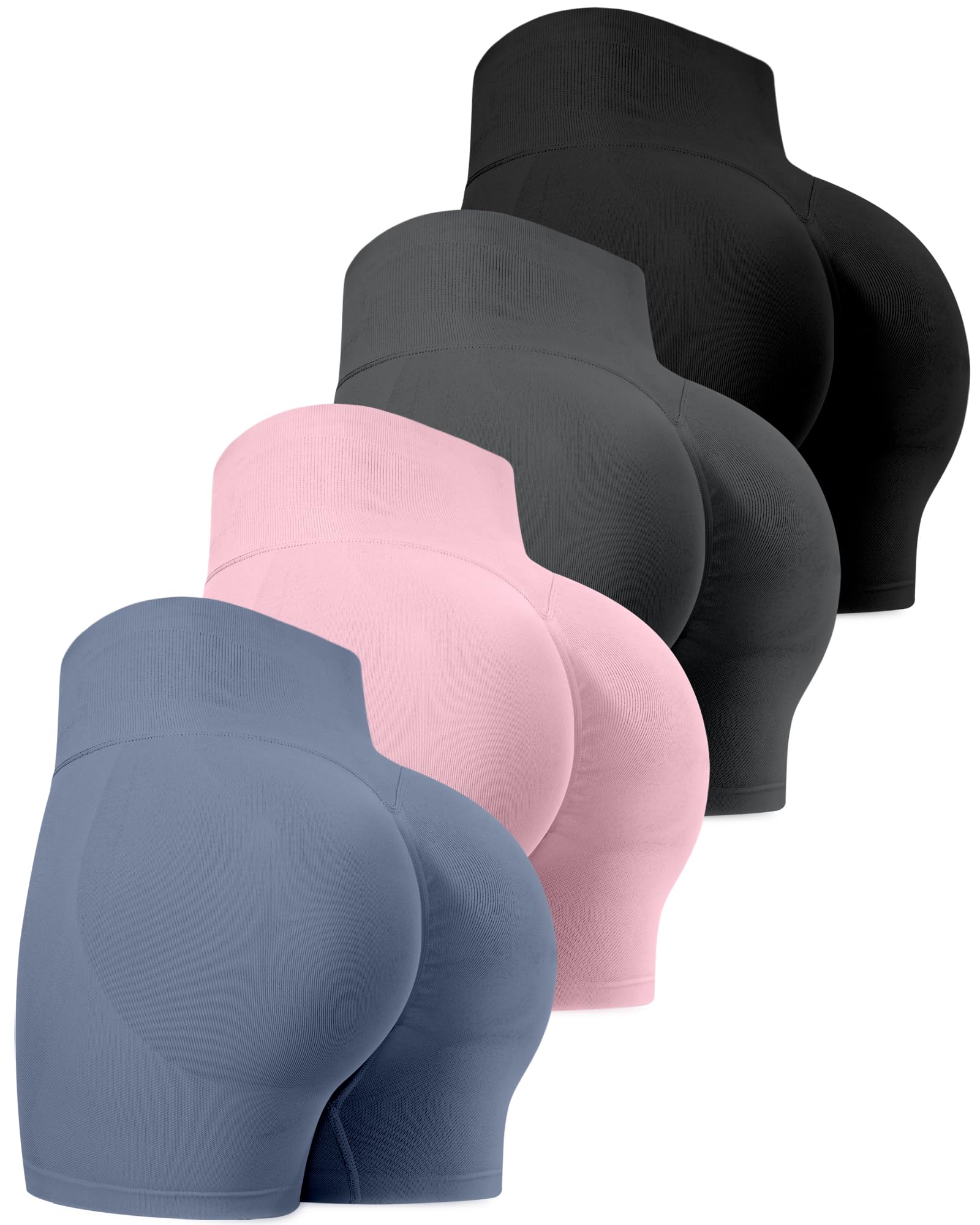 Workout Shorts for Women, High Waisted Butt Lifting Scrunch Sports Seamless Gym Shorts Set