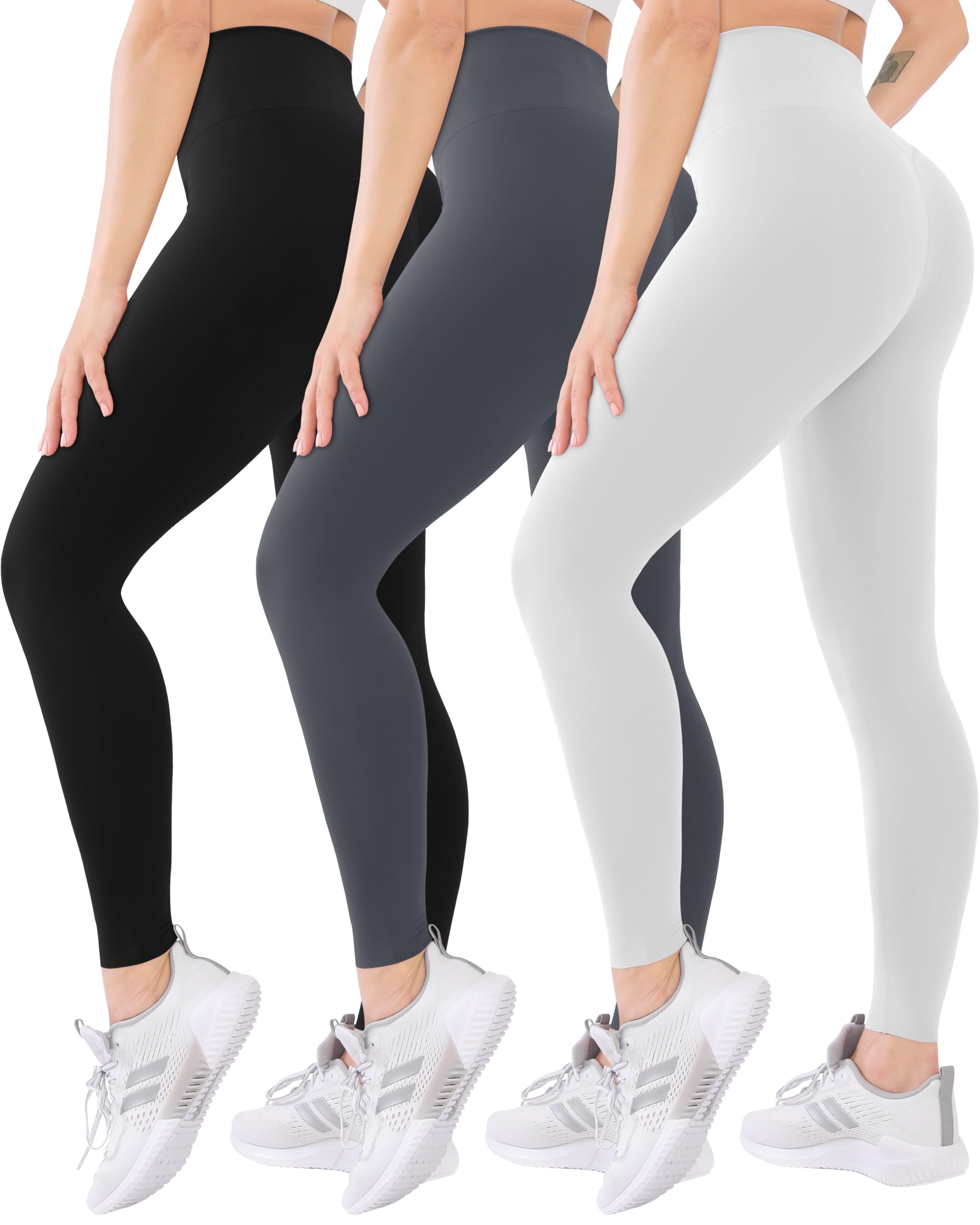 3 Pack High Waisted Leggings for Women with Pockets Soft Active Tummy Control Pants for Yoga Running & Daily Wear