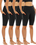 4 Pack Biker Yoga Shorts with Pockets for Women,High Waisted Athletic Running Workout Gym Shorts Tummy Control