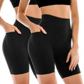 2 Pack Womens Biker Shorts with Pockets 6" | High Waisted, Tummy Control, Running, Gym, Workout, Yoga Shorts