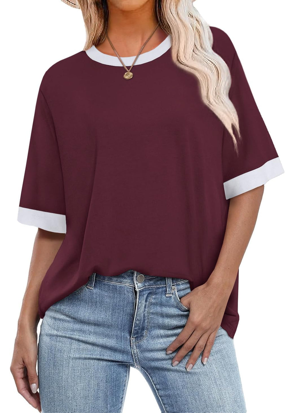 Summer Tops for Women 2026 Short Sleeve Shirts Dressy Casual Crew Neck Tshirts Fashion