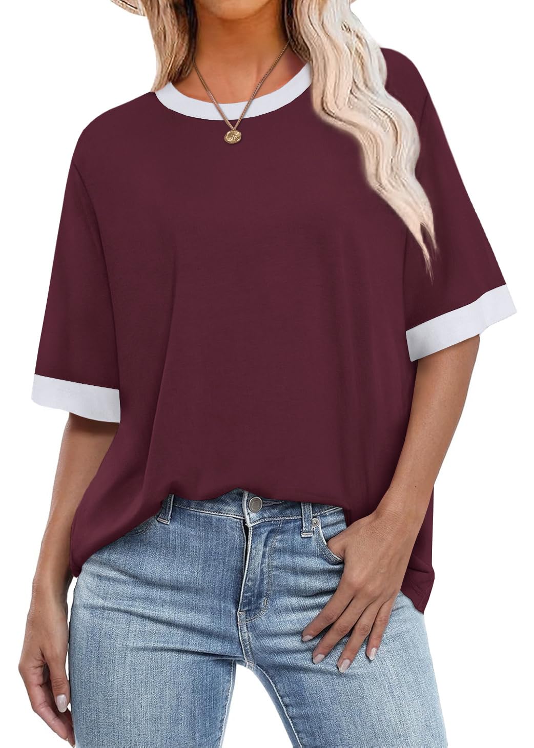 Summer Tops for Women 2026 Short Sleeve Shirts Dressy Casual Crew Neck Tshirts Fashion