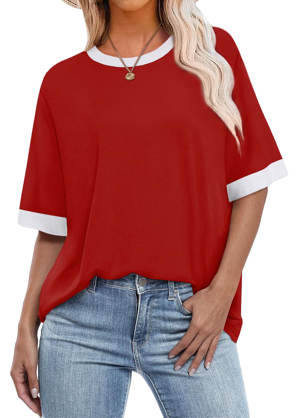 Summer Tops for Women 2026 Short Sleeve Shirts Dressy Casual Crew Neck Tshirts Fashion