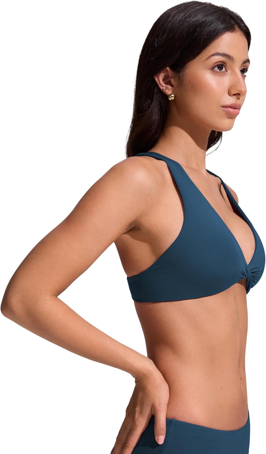 YOGA Twist Front Bikini Tops | Removable Pads, A-C Cup, V Neck, Criss Cross Back, Swim, Bathing Suit Bra for Women
