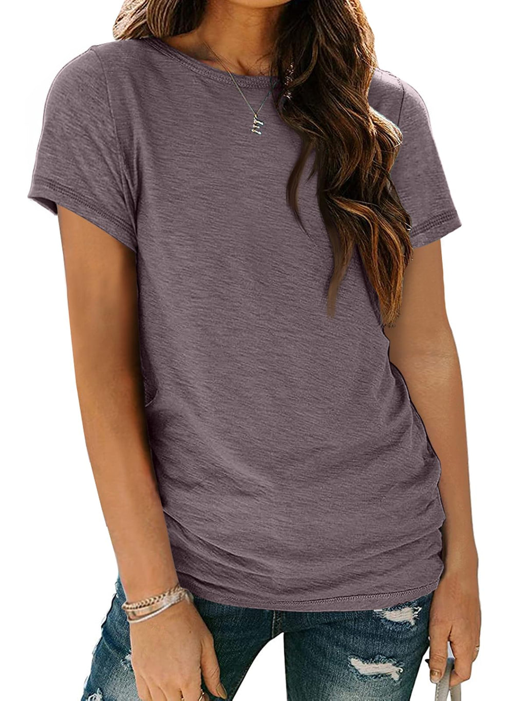Women's Short Sleeve Shirts Summer Tops Crew Neck Basic Tees Casual Tshirts