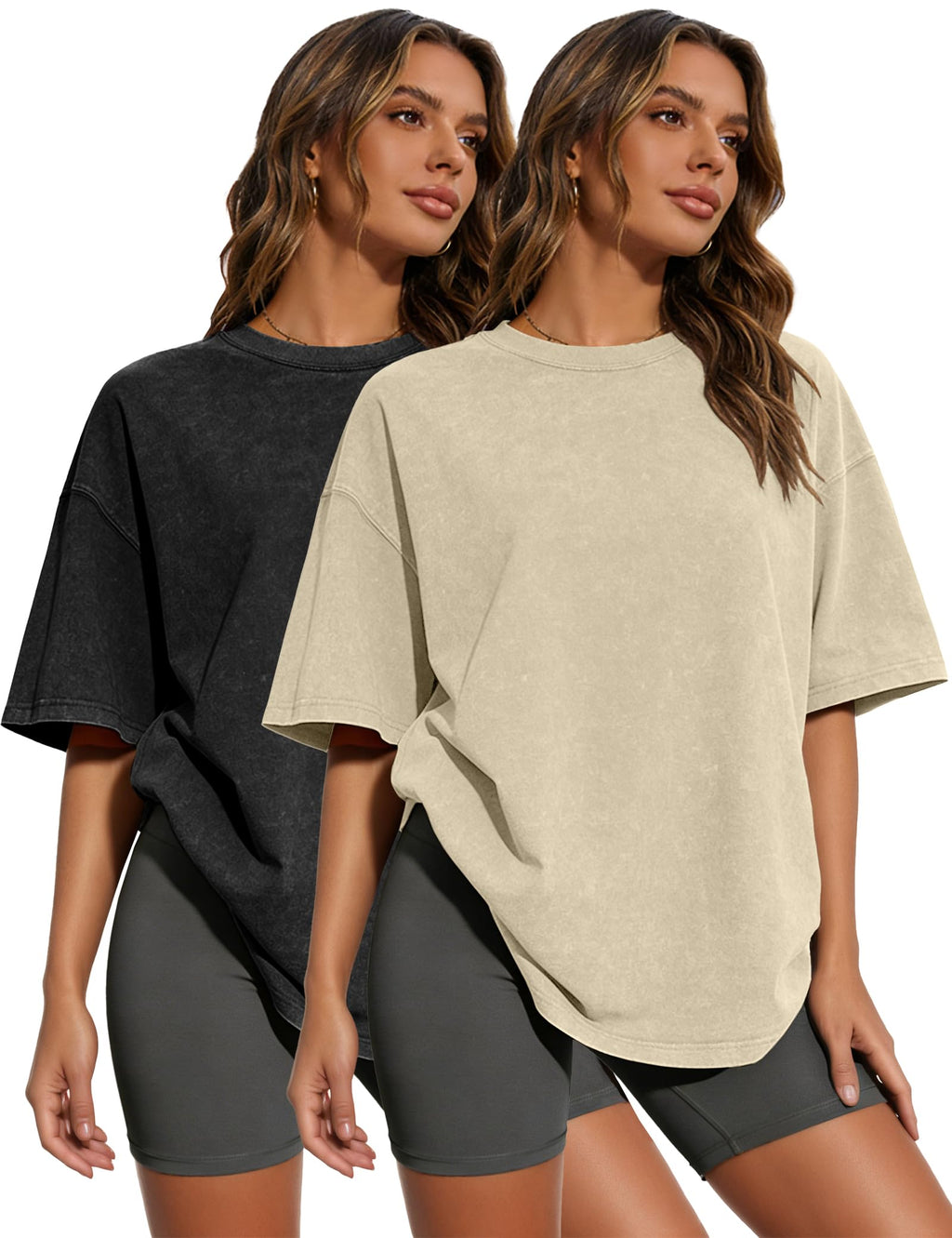 2/3/4 Pack Oversized Tshirts for Women Short Sleeves Workout Tops | Loose Fit, Crew Neck, Baggy, Summer, Casual, Gym, Plus Size, Plain, Tops, Fashion, Clothes, 2026
