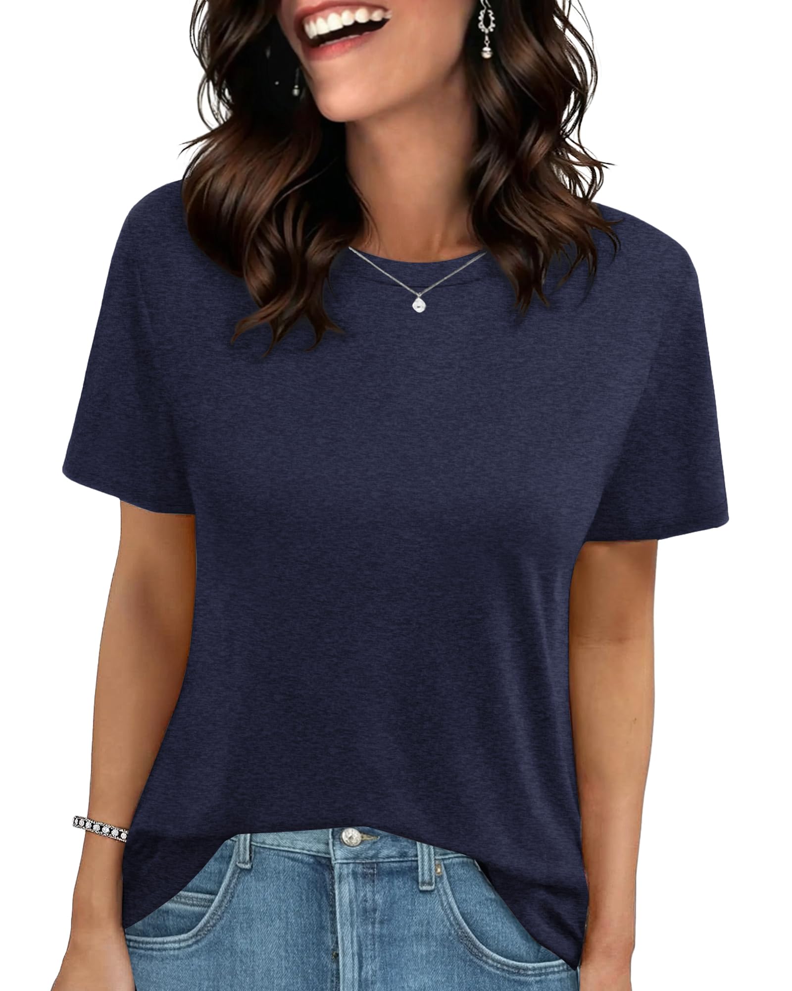 T Shirts for Women - Short Sleeve Spring Summer Tops Soft Basic Tees Beach Vacation Clothes for Casual 2026