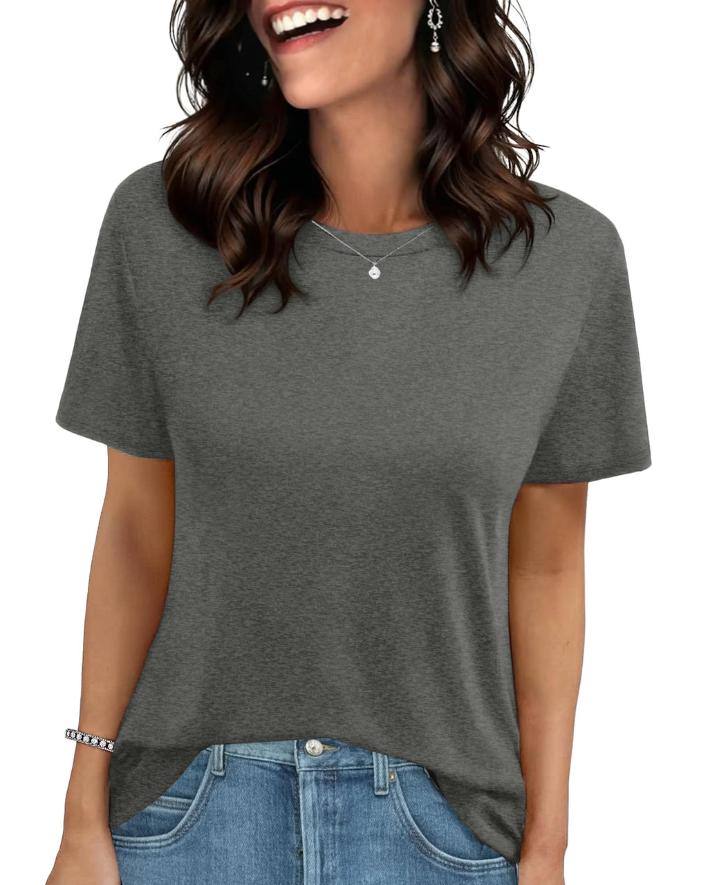T Shirts for Women - Short Sleeve Spring Summer Tops Soft Basic Tees Beach Vacation Clothes for Casual 2026