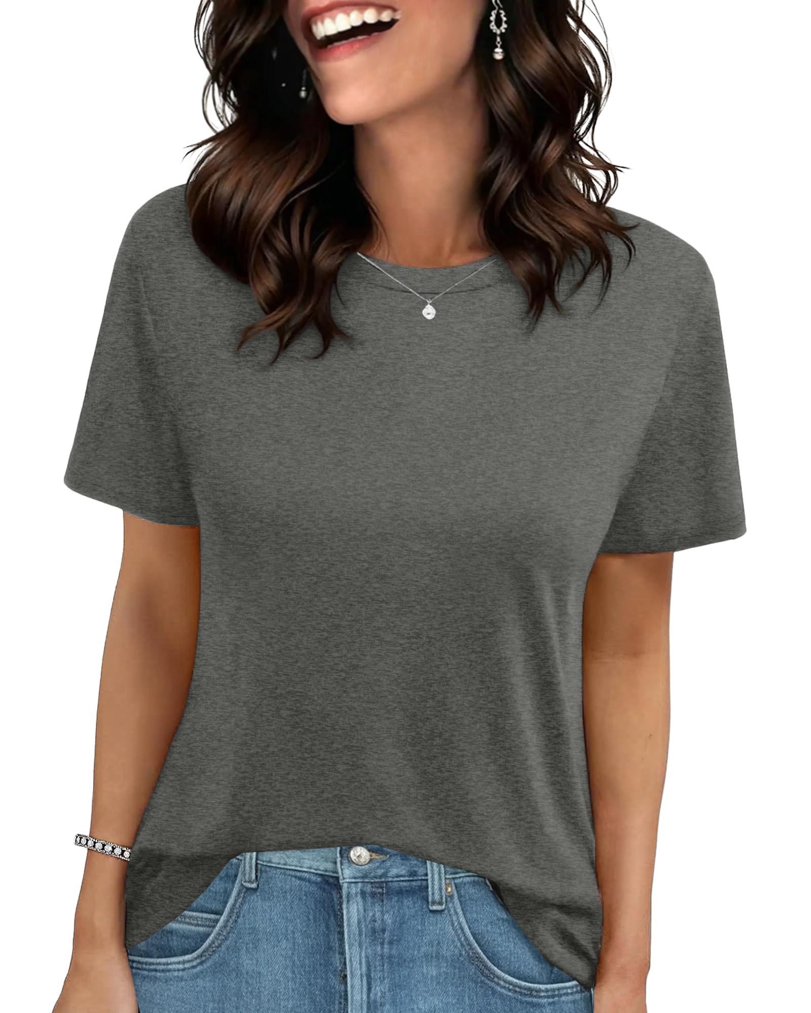 T Shirts for Women - Short Sleeve Spring Summer Tops Soft Basic Tees Beach Vacation Clothes for Casual 2026