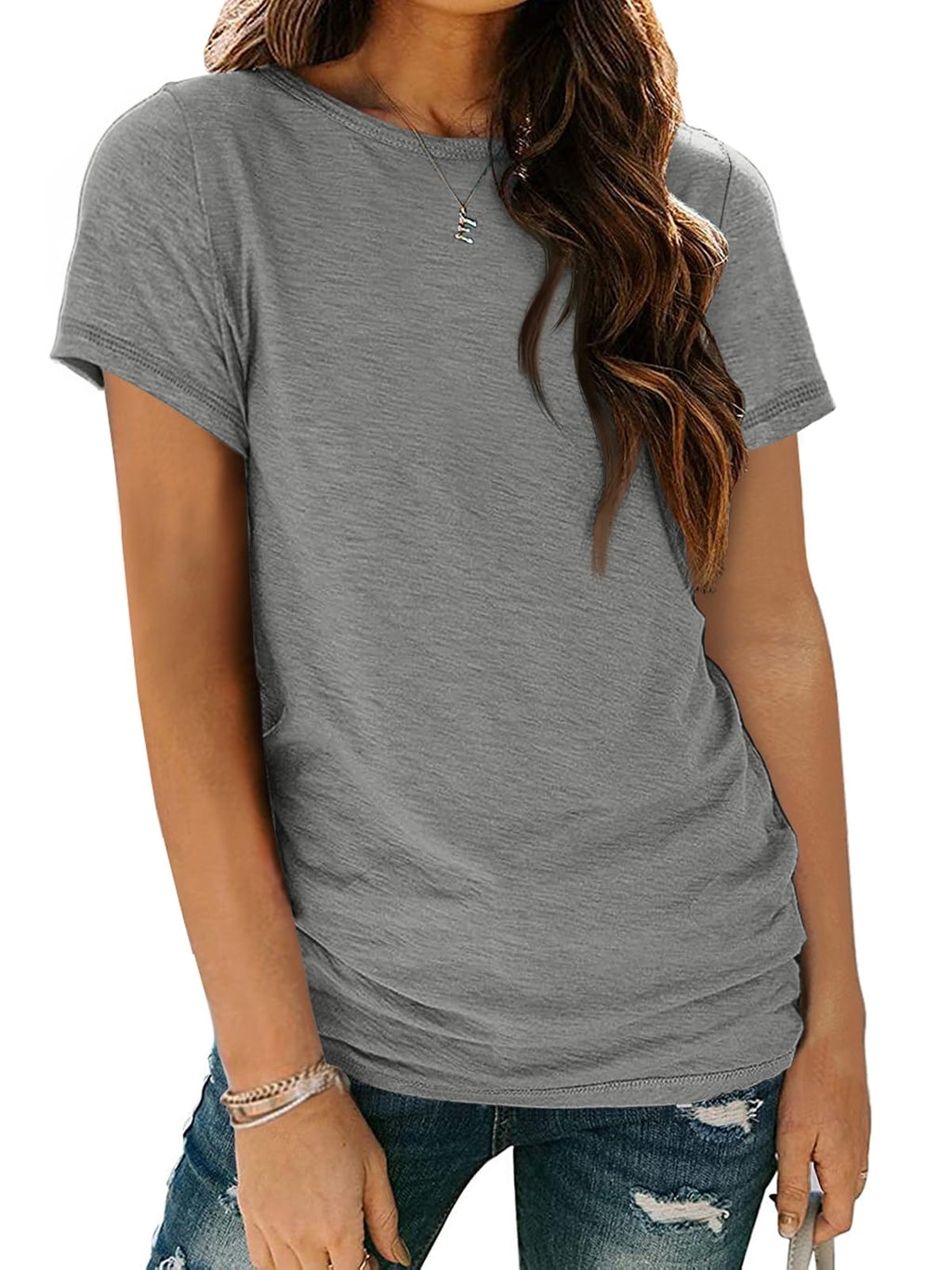 Women's Short Sleeve Shirts Summer Tops Crew Neck Basic Tees Casual Tshirts