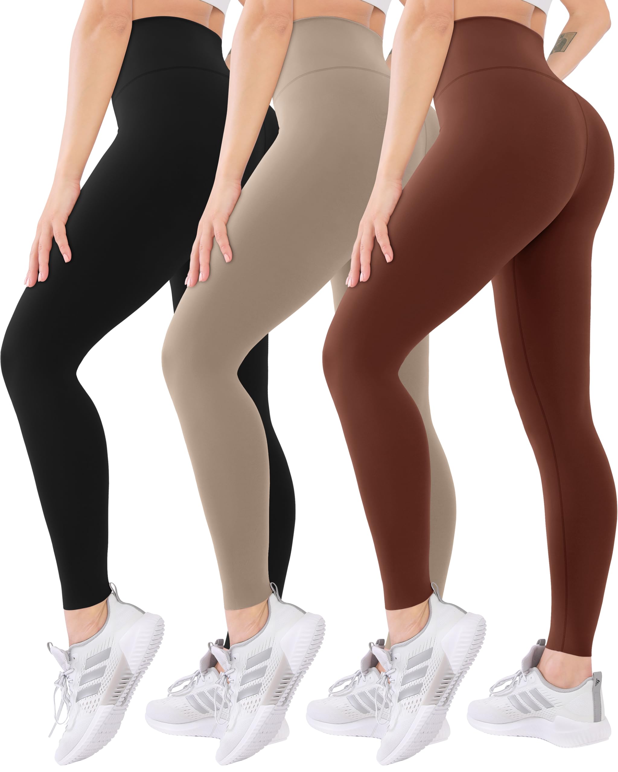 3 Pack High Waisted Leggings for Women with Pockets Soft Active Tummy Control Pants for Yoga Running & Daily Wear