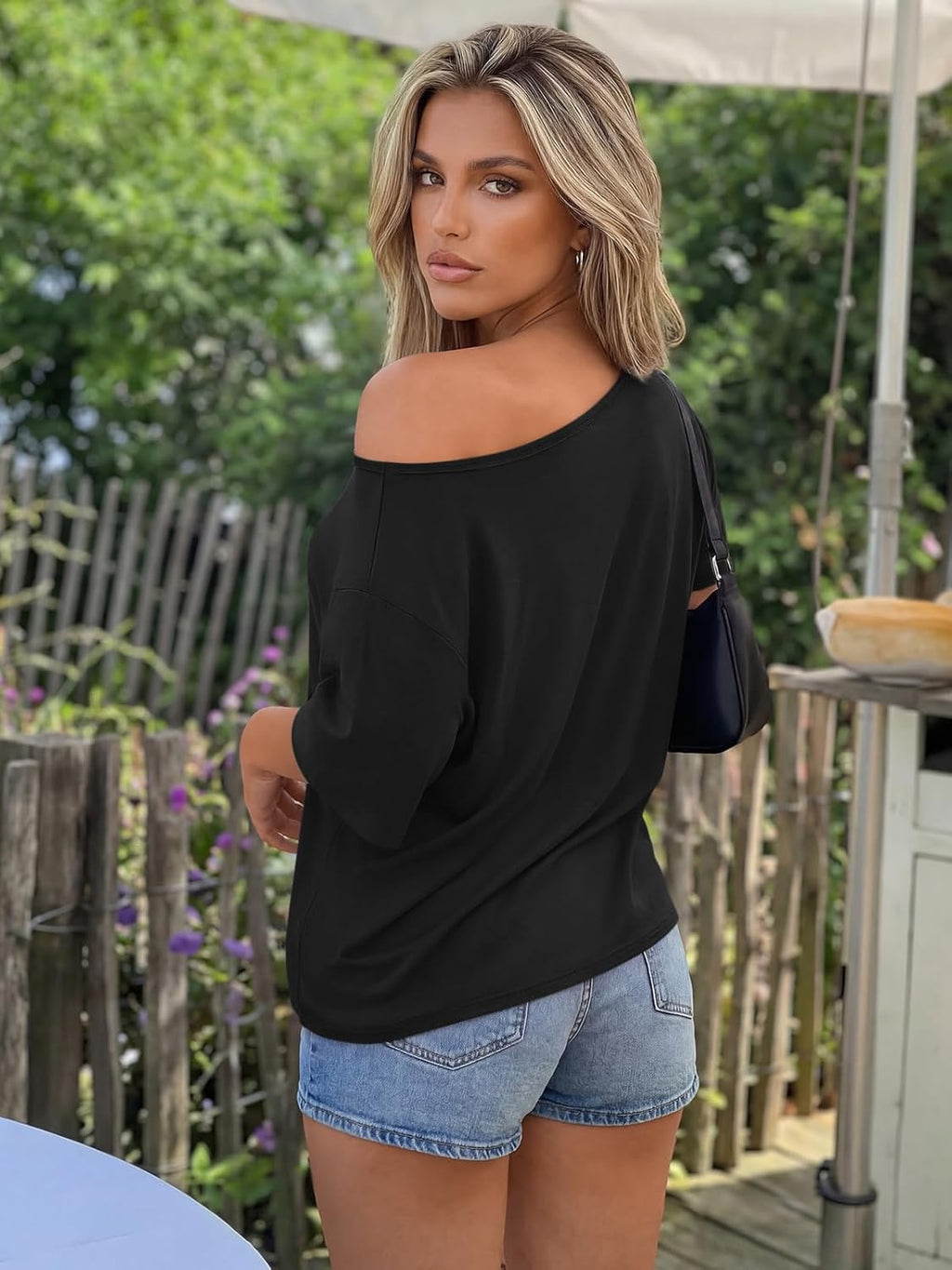 Womens Off the Shoulder Tops Oversized Summer T-Shirts 2026 | Breathable comfort stretch fabric, short sleeve, basic oversized tees, casual workout gym, y2k going out clothes
