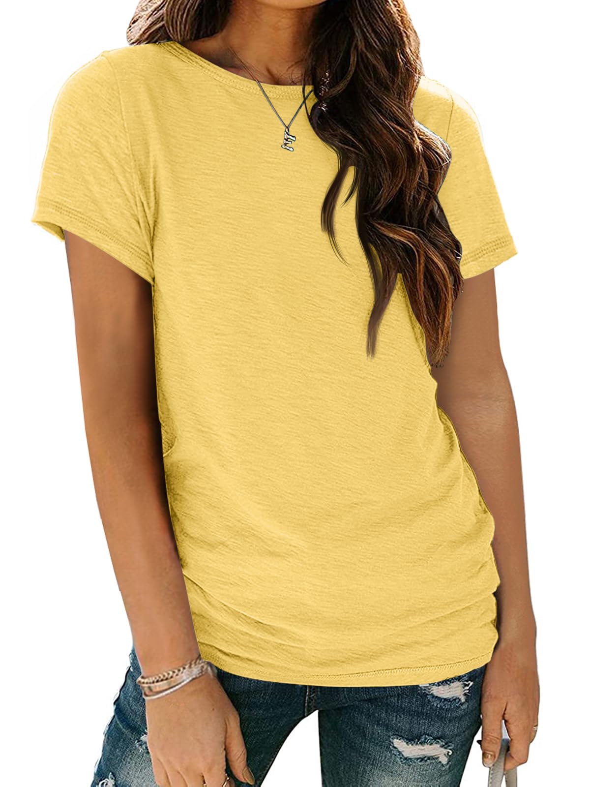 Women's Short Sleeve Shirts Summer Tops Crew Neck Basic Tees Casual Tshirts