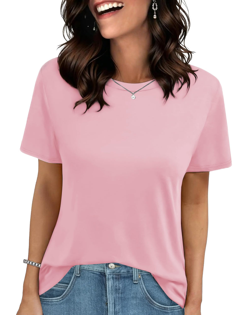 T Shirts for Women - Short Sleeve Spring Summer Tops Soft Basic Tees Beach Vacation Clothes for Casual 2026