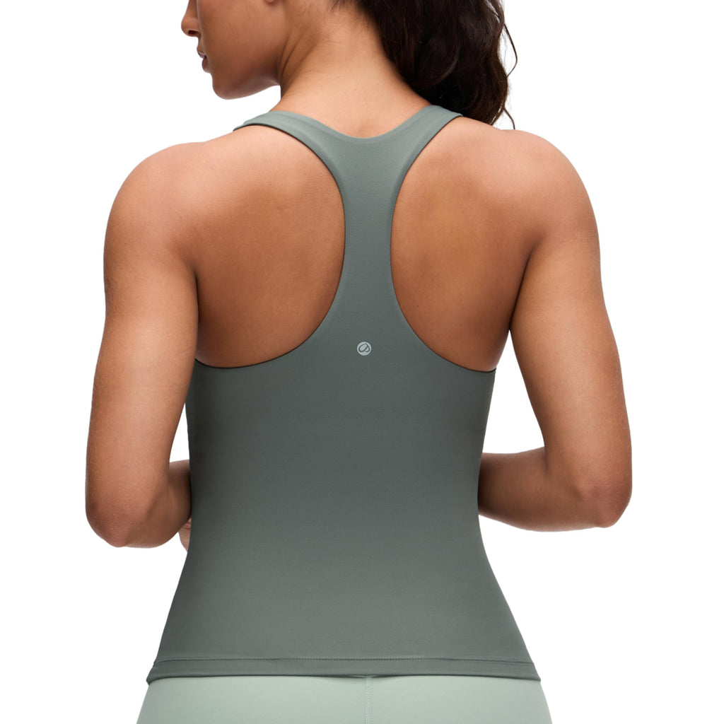 YOGA Racerback Tank Tops | Light Support, Built in Bra, Removable Pads, Yoga, Extremely Soft, Scoop Neck, for Women