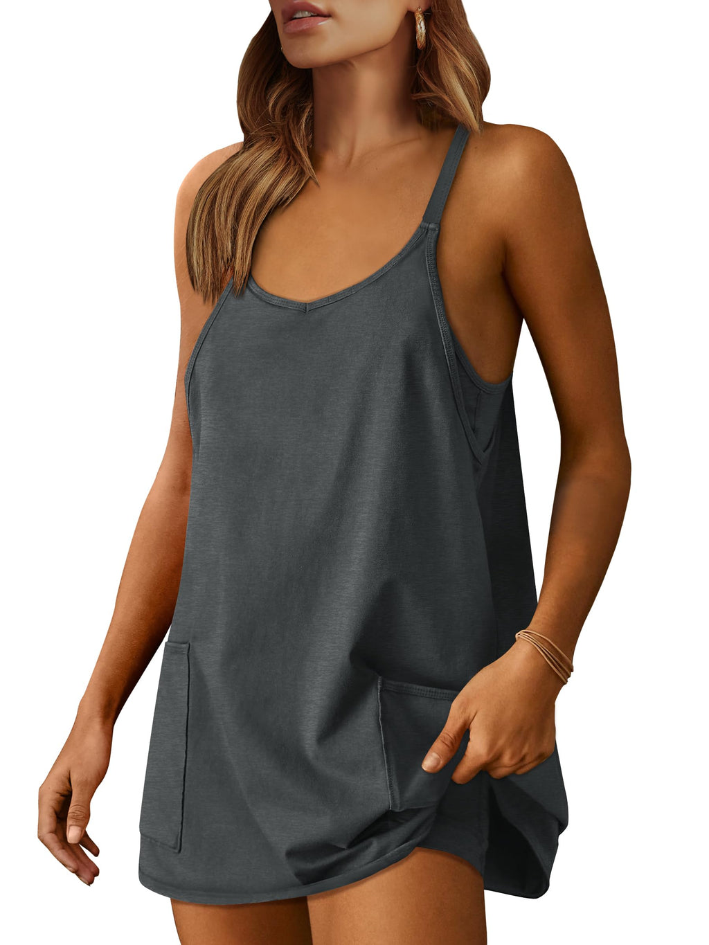 Women Athletic Dress Summer Tennis Workout Active Sports Mini Romper Dress Built in Shorts Travel Vacation Clothes