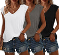 Bliwov 3 Pack Womens Cap Sleeve Summer Tops V Neck T Shirts Basic Tees | Loose Casual Tops, School Teacher Outfits, Workout Clothes, Cute Blouses, Ladies Trendy Fashion Clothing for Beach Vacation