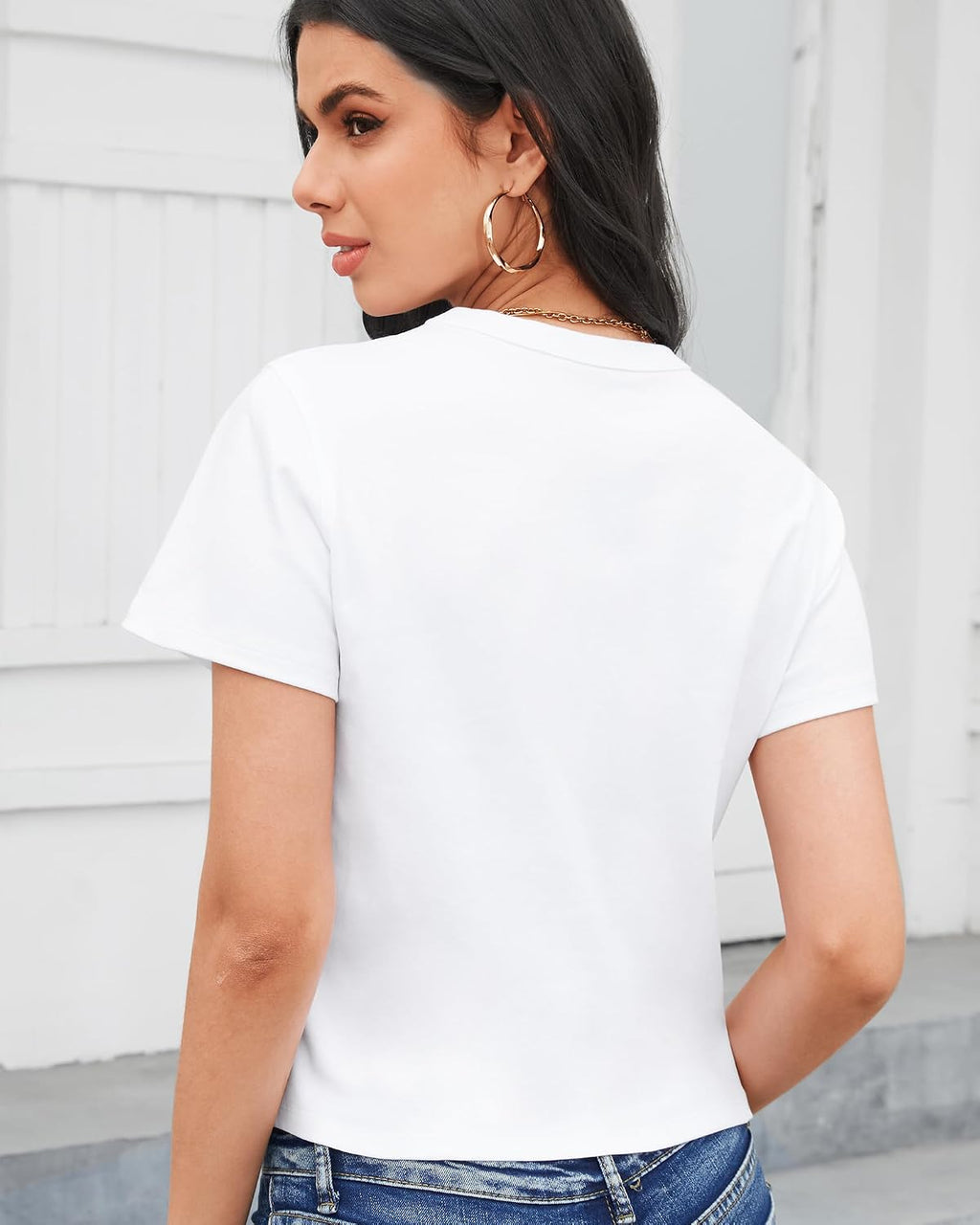 Women Cotton T Shirts Short Sleeve Basic Tees Casual Boxy Crop Tops | 100% cotton, Liquid ammonia, Silky feel, Slit sides, Double-stitched seams, Relaxed fit, Breathable, Comfort colors