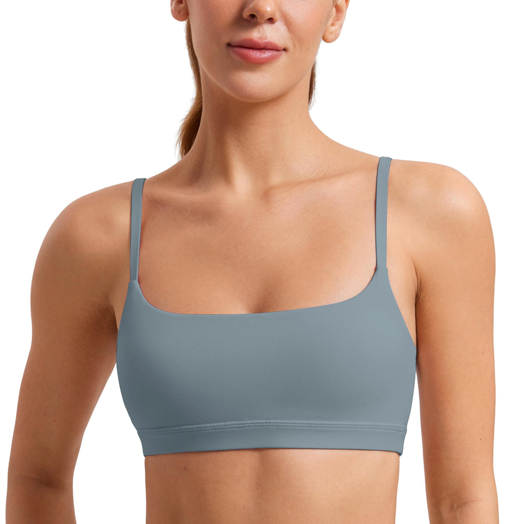 YOGA Scoop Neck Sports Bras | Light Support, Removable Pads, Yoga, Extremely Soft, U Back, Adjustable Spaghetti Straps, for Women