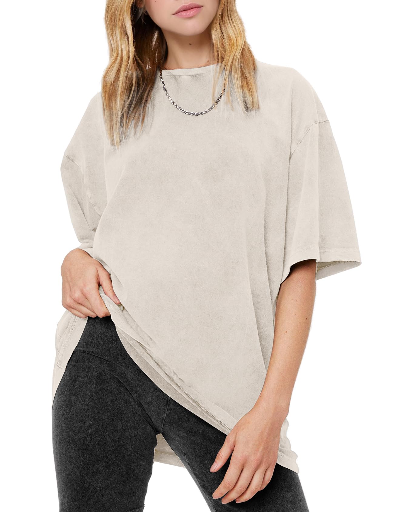 Women's Vintage Oversized T Shirts Washed Cotton Short Sleeve Tops | Soft Cotton Acid Wash Tees, Loose Baggy Boyfriend Fit, Gym, Workout, Streetwear, Casual Daily Outfits
