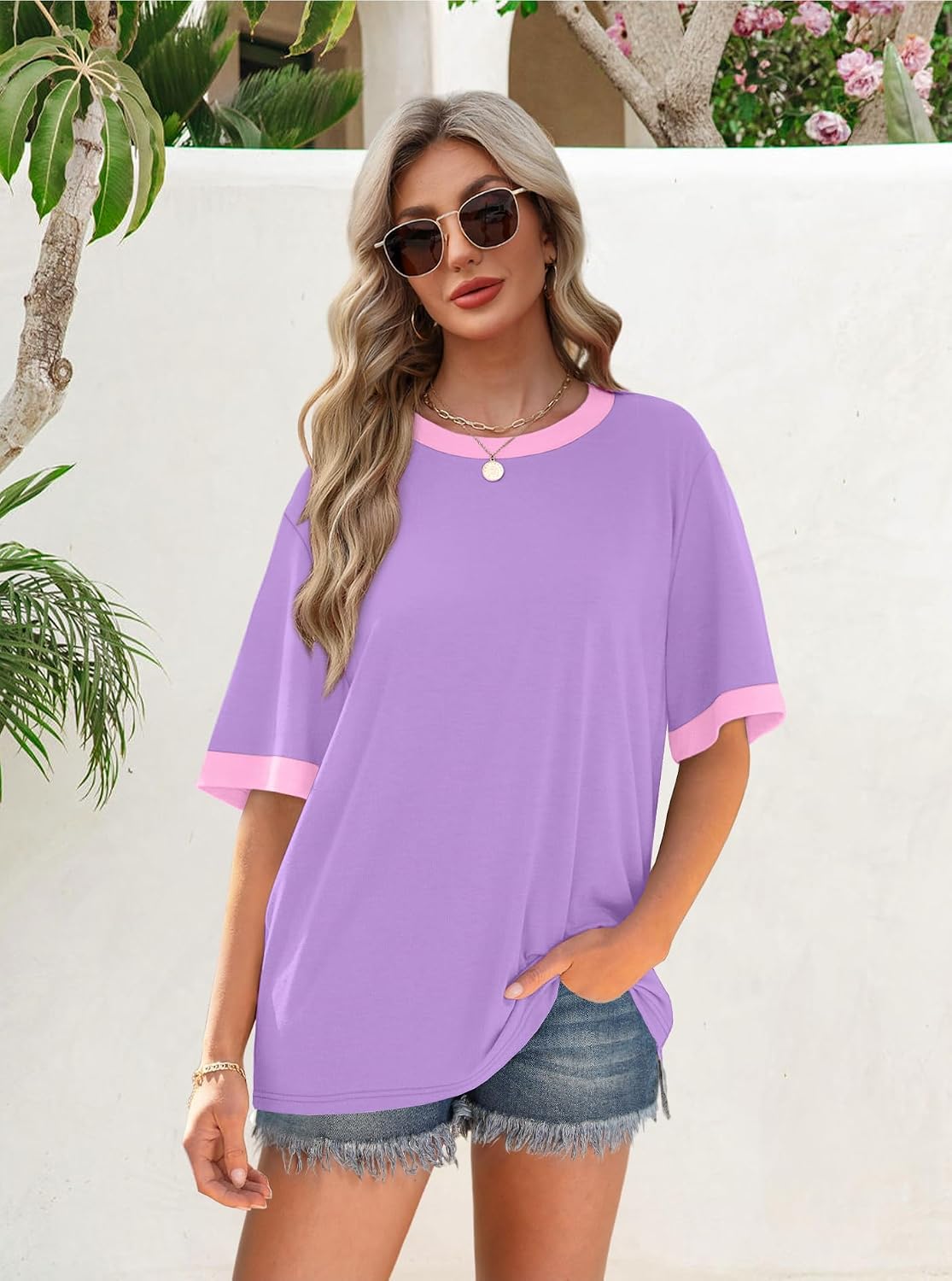 Summer Tops for Women 2026 Short Sleeve Shirts Dressy Casual Crew Neck Tshirts Fashion
