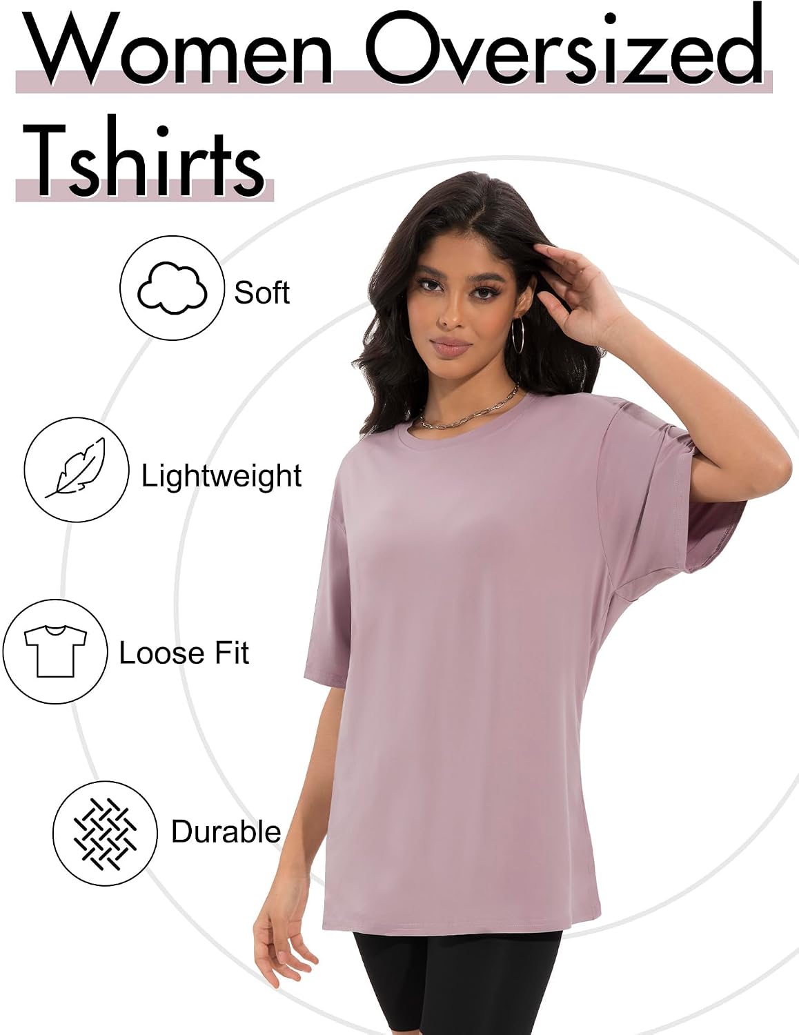 2/3/4 Pack Oversized Tshirts for Women Short Sleeves Workout Tops | Loose Fit, Crew Neck, Baggy, Summer, Casual, Gym, Plus Size, Plain, Tops, Fashion, Clothes, 2026