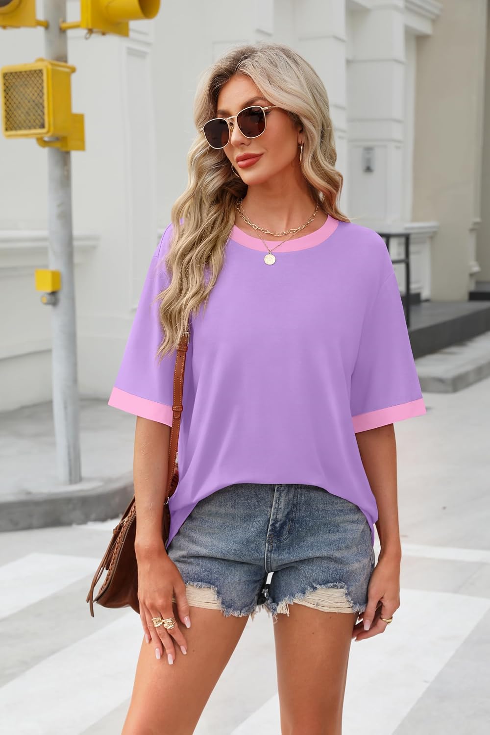 Summer Tops for Women 2026 Short Sleeve Shirts Dressy Casual Crew Neck Tshirts Fashion