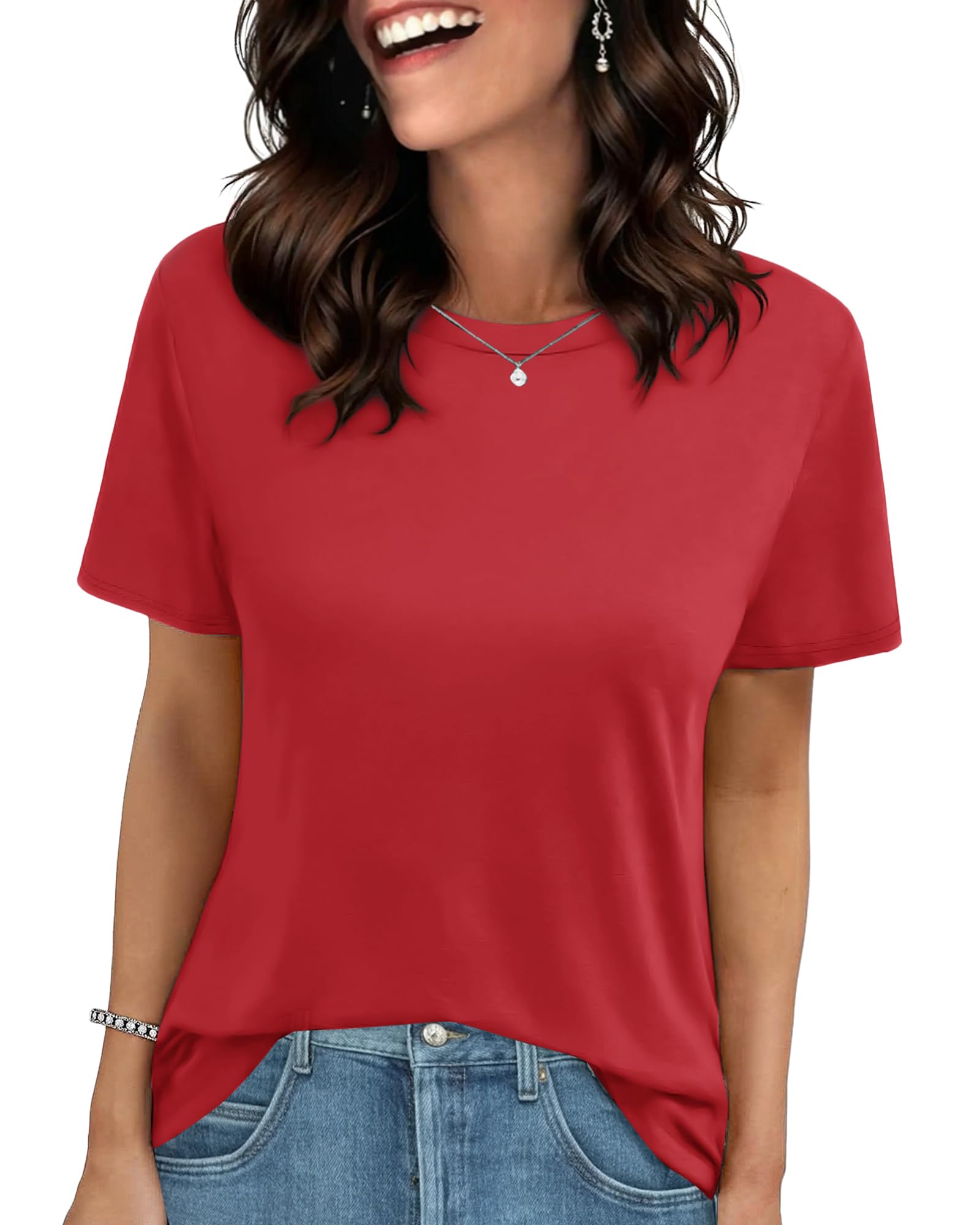 T Shirts for Women - Short Sleeve Spring Summer Tops Soft Basic Tees Beach Vacation Clothes for Casual 2026
