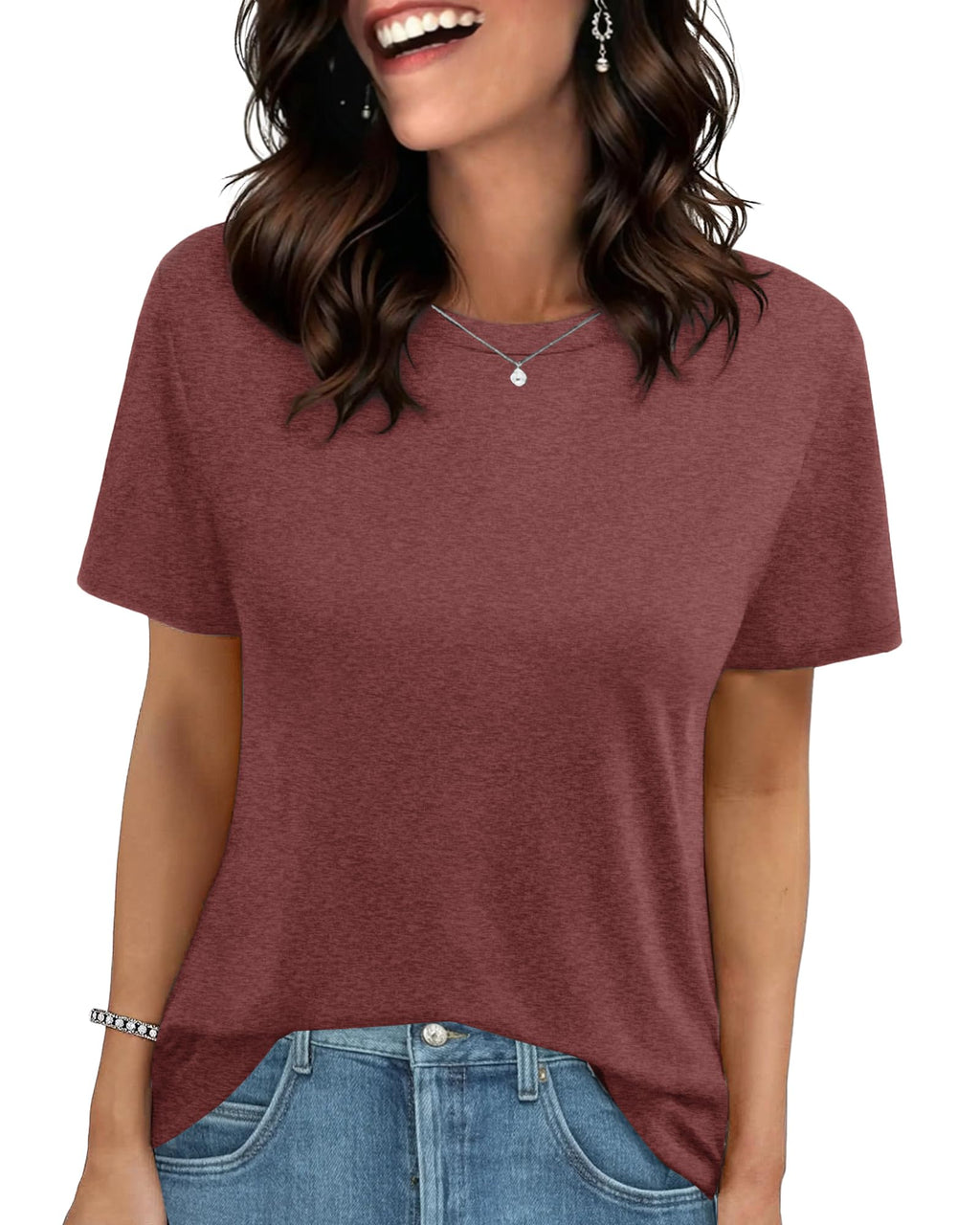 T Shirts for Women - Short Sleeve Spring Summer Tops Soft Basic Tees Beach Vacation Clothes for Casual 2026
