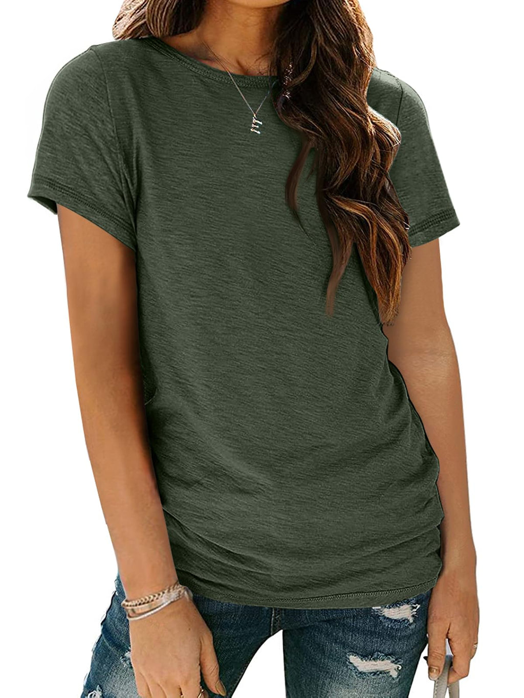 Women's Short Sleeve Shirts Summer Tops Crew Neck Basic Tees Casual Tshirts