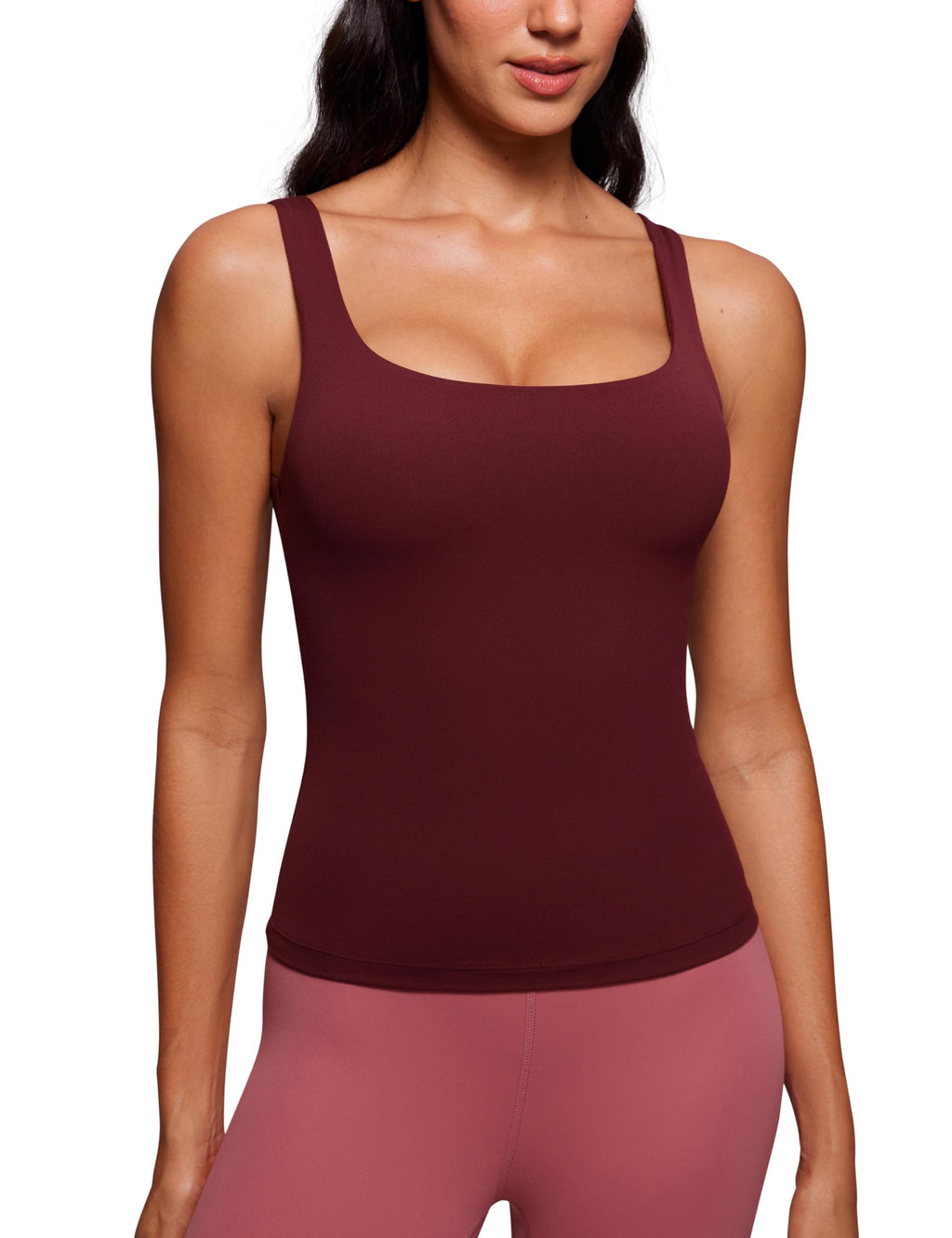 YOGA Scoop Neck Tank Tops | Light Support, Built in Bra, Removable Pads, Yoga, Extremely Soft, U Back, Wide Straps, for Women