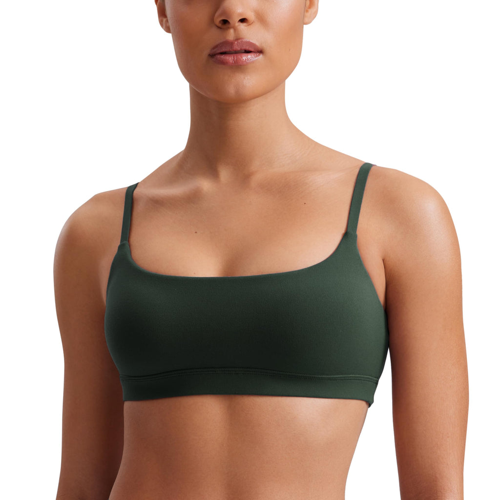 YOGA Scoop Neck Sports Bras | Light Support, Removable Pads, Yoga, Extremely Soft, U Back, Adjustable Spaghetti Straps, for Women