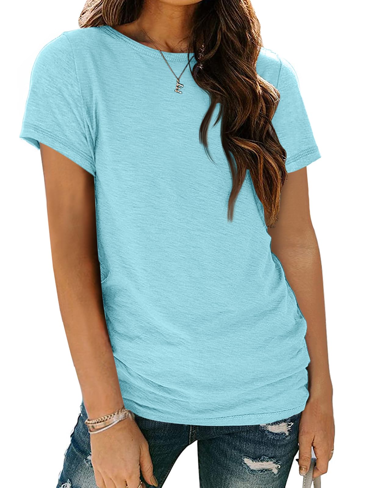 Women's Short Sleeve Shirts Summer Tops Crew Neck Basic Tees Casual Tshirts