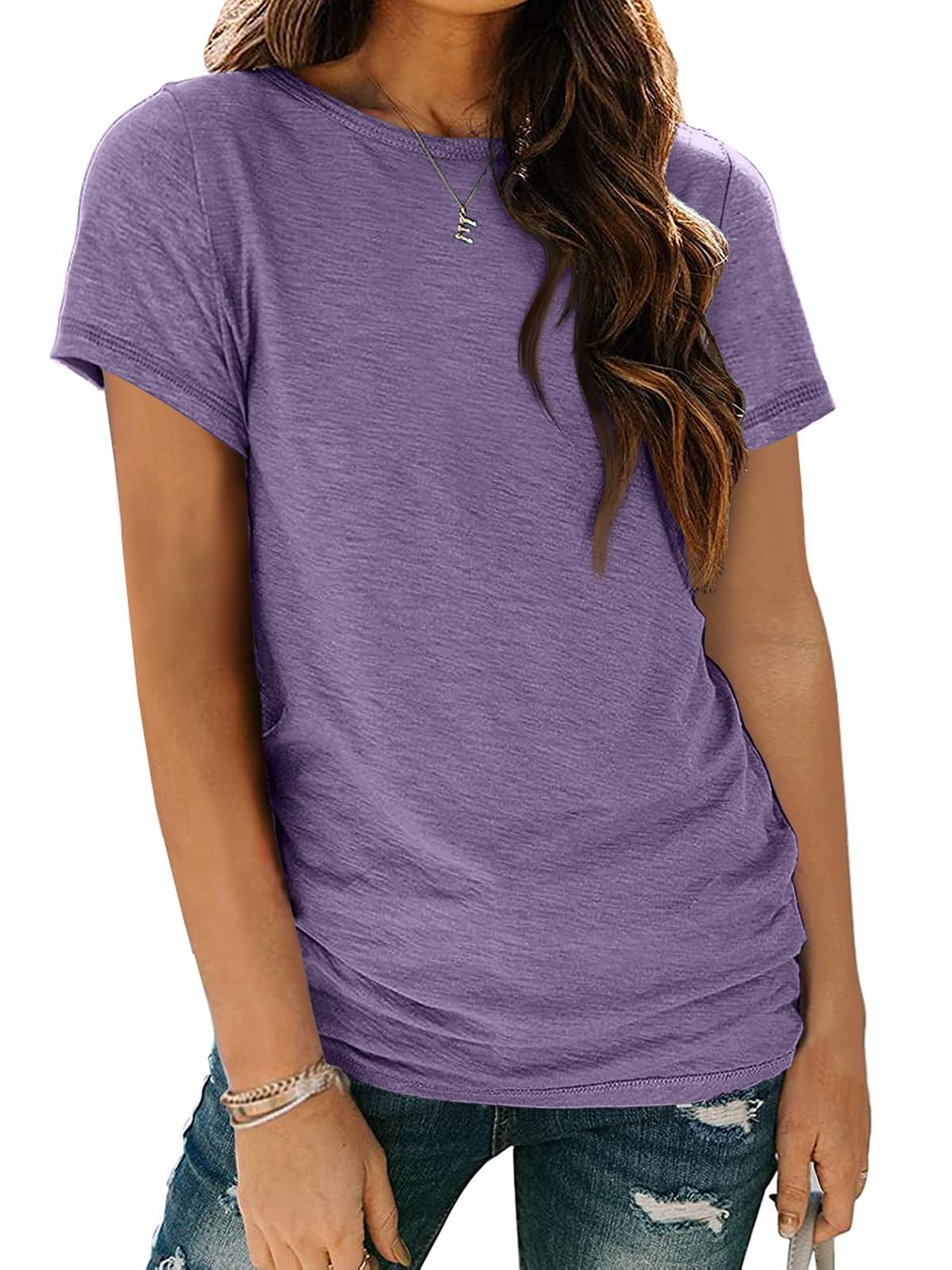 Women's Short Sleeve Shirts Summer Tops Crew Neck Basic Tees Casual Tshirts