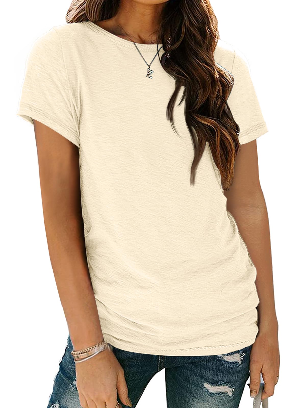 Women's Short Sleeve Shirts Summer Tops Crew Neck Basic Tees Casual Tshirts