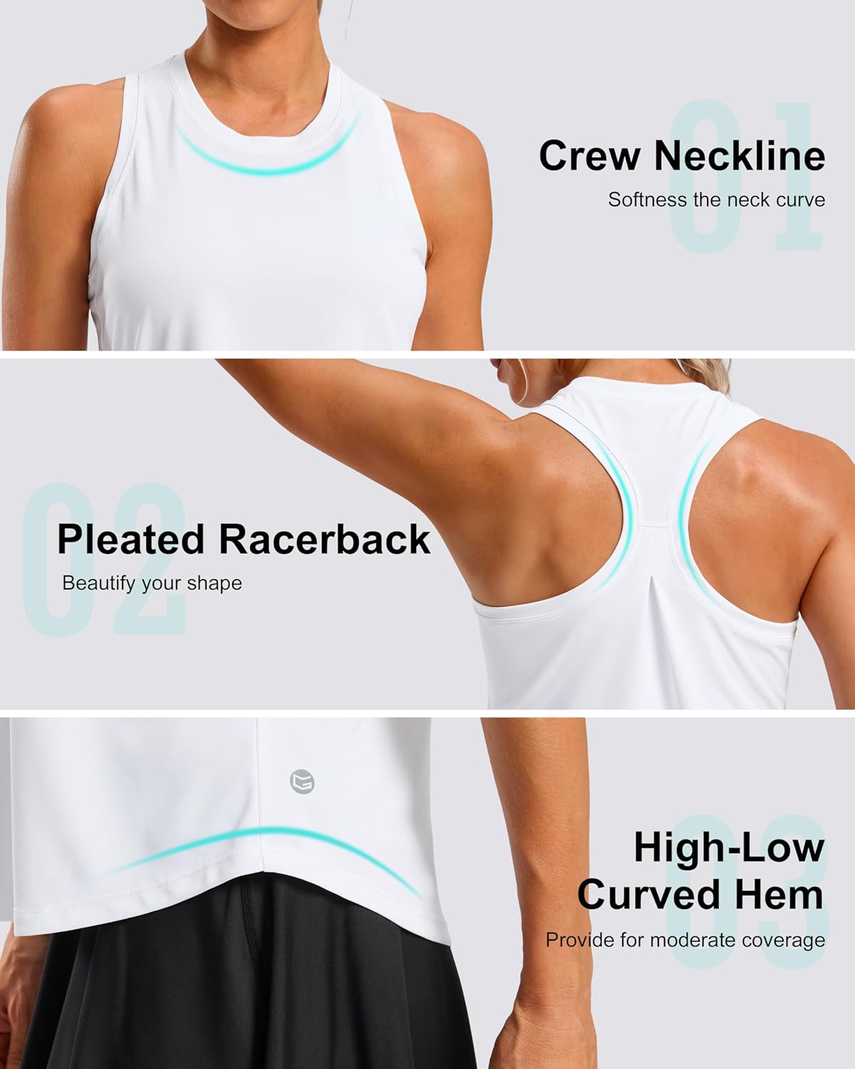 Women's Workout Tank Tops Racerback Athletic Gym Shirts | Lightweight, Quick Dry, Breathable, Moisture Wicking, Loose Fit, Sleeveless, for Running Yoga Sports Tennis Pilates