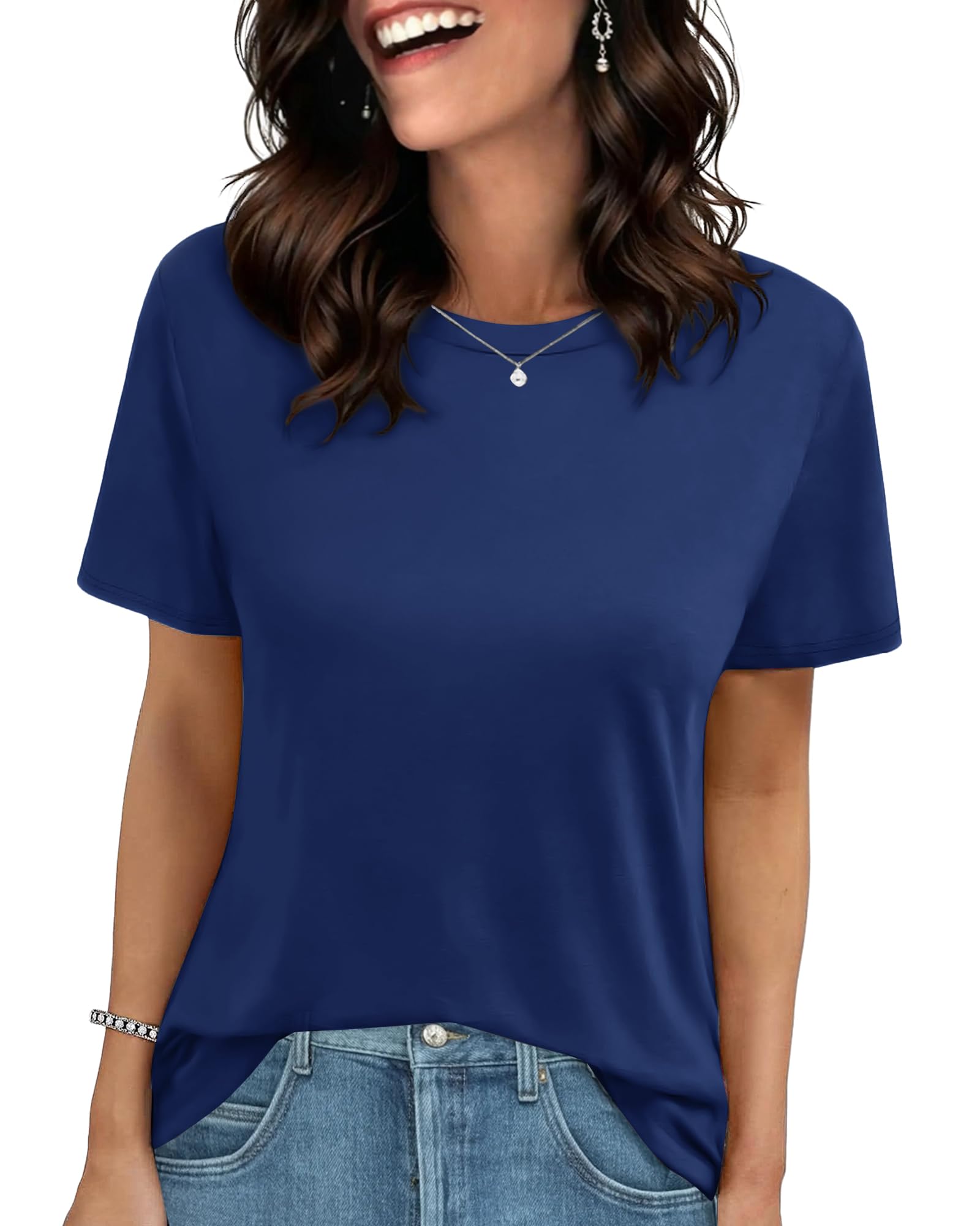 T Shirts for Women - Short Sleeve Spring Summer Tops Soft Basic Tees Beach Vacation Clothes for Casual 2026