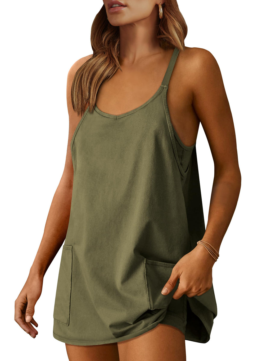 Women Athletic Dress Summer Tennis Workout Active Sports Mini Romper Dress Built in Shorts Travel Vacation Clothes