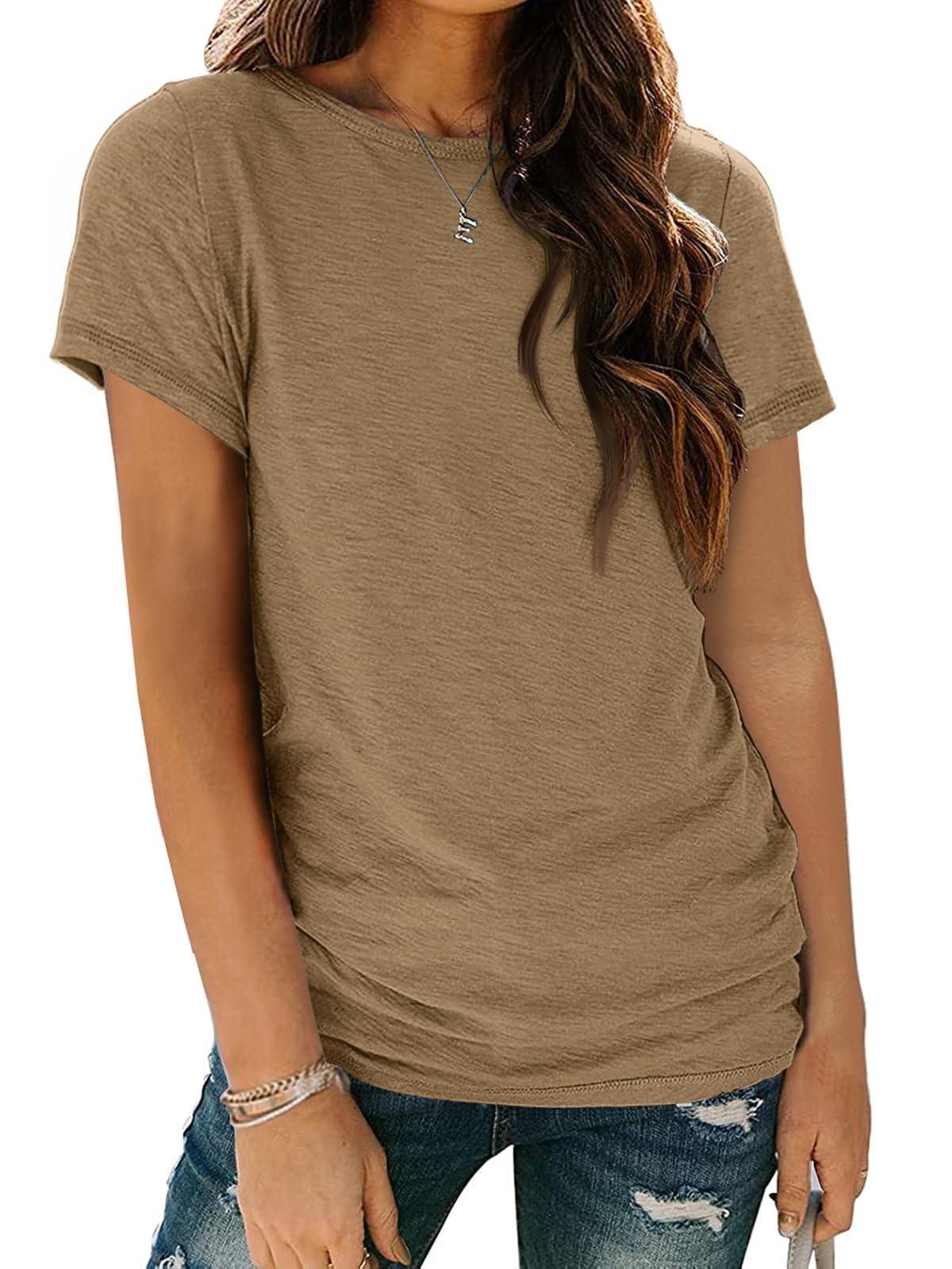Women's Short Sleeve Shirts Summer Tops Crew Neck Basic Tees Casual Tshirts