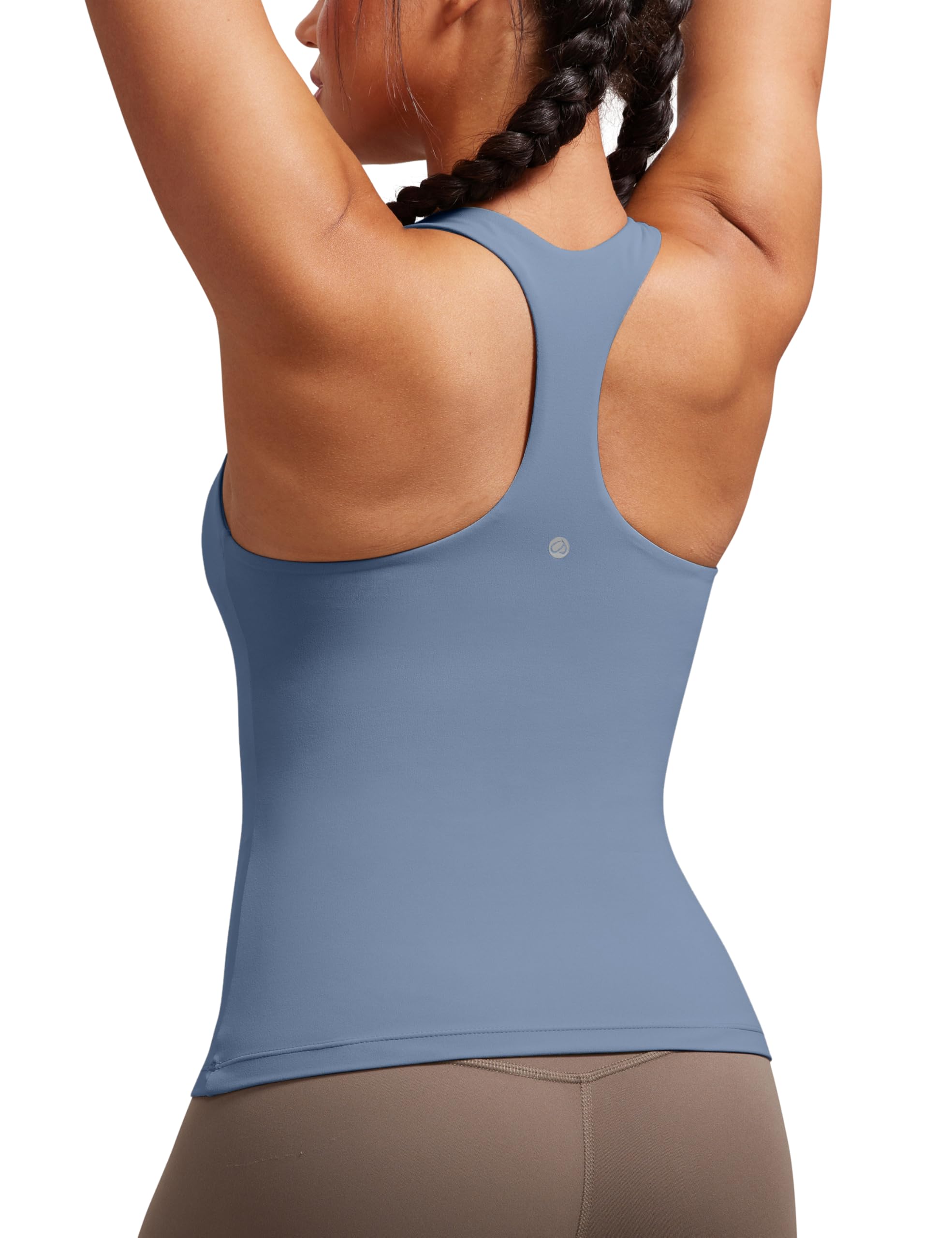 YOGA Racerback Tank Tops | Light Support, Built in Bra, Removable Pads, Yoga, Extremely Soft, Scoop Neck, for Women