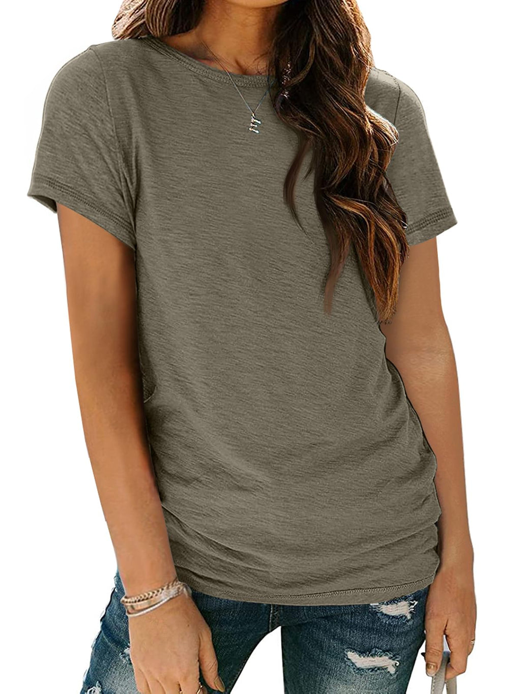 Women's Short Sleeve Shirts Summer Tops Crew Neck Basic Tees Casual Tshirts
