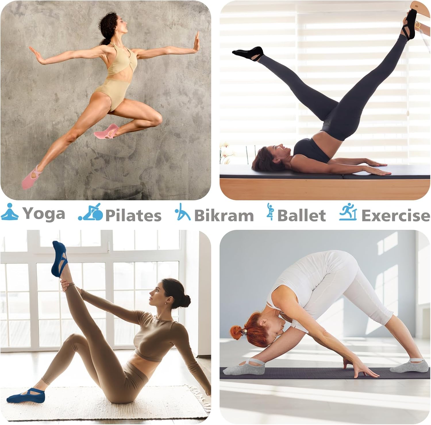 Yoga Socks for Women,Pilates Socks Non Slip Grip Socks Suitable for Ballet,Plasticity,Dance,Home,Training