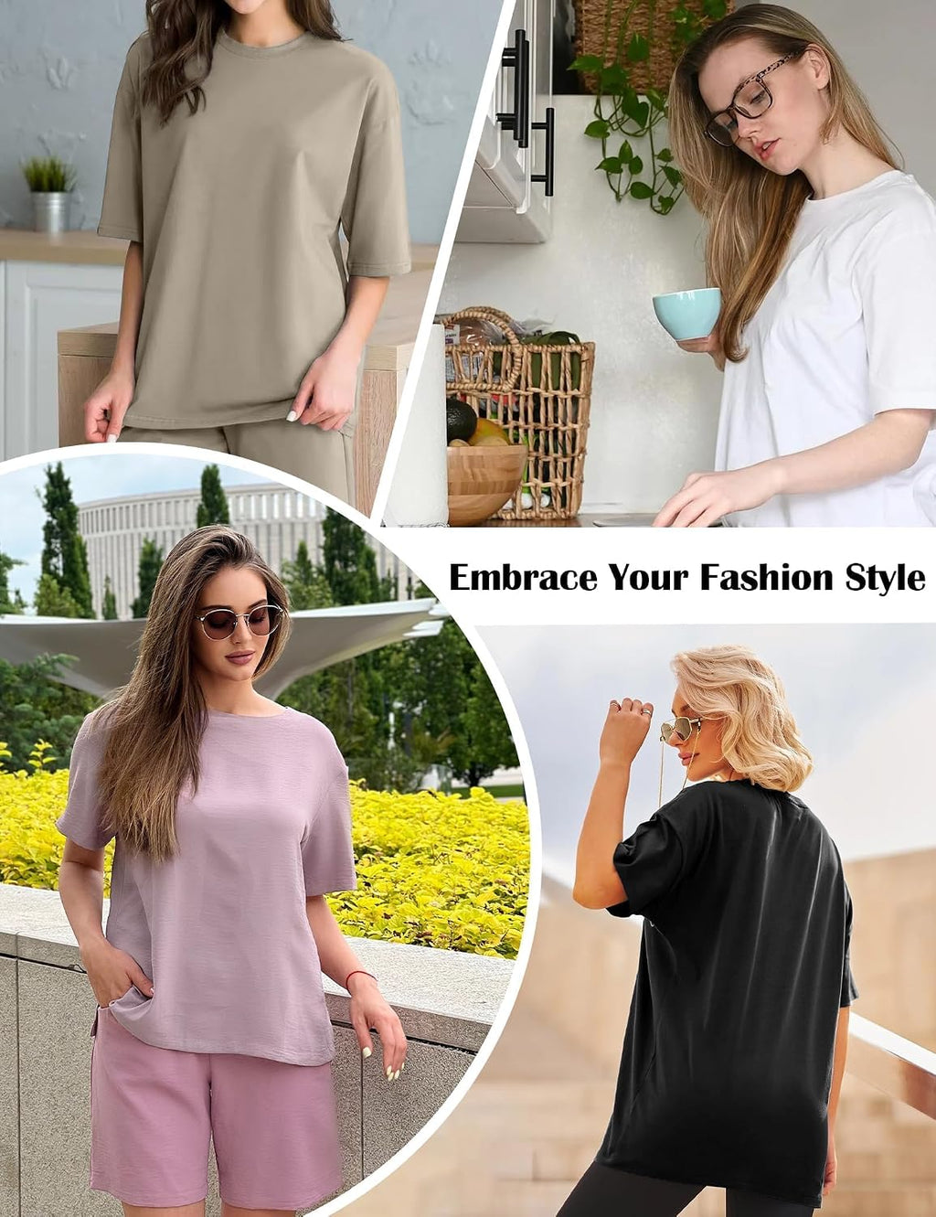 2/3/4 Pack Oversized Tshirts for Women Short Sleeves Workout Tops | Loose Fit, Crew Neck, Baggy, Summer, Casual, Gym, Plus Size, Plain, Tops, Fashion, Clothes, 2026