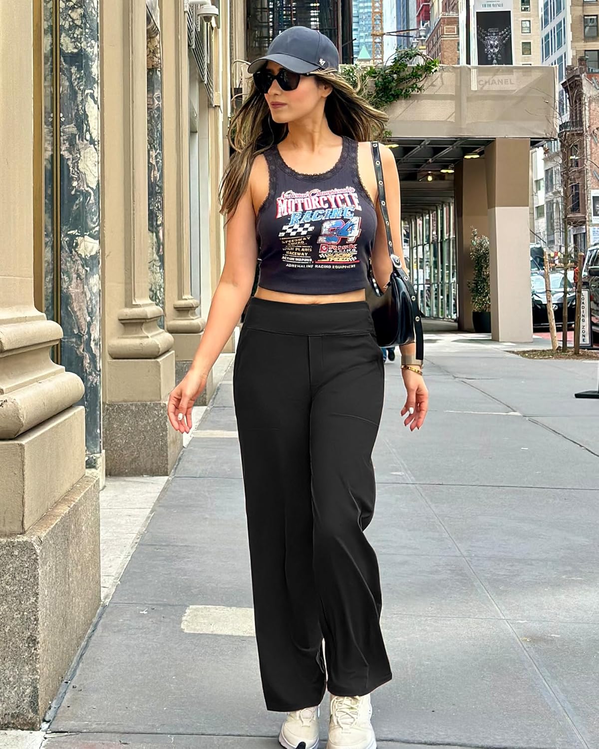 Yoga Pants for Women Wide Leg Pants with Pockets High Waisted | Moisture Wicking, Soft Comfortable Feel, 4-Way Stretch, Faux Fly, Faux Back Pockets, Yoga, Work & Casual Wear