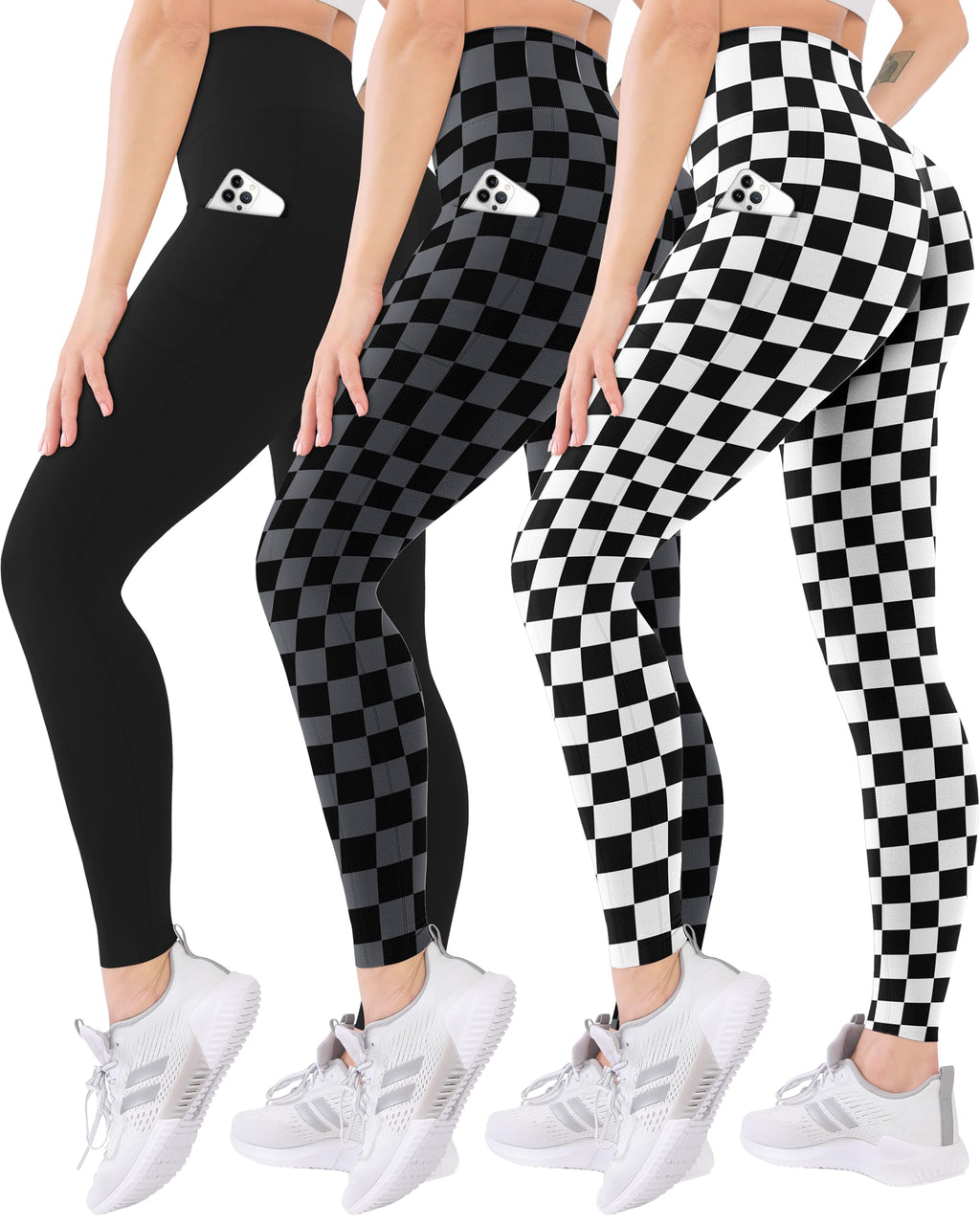 3 Pack High Waisted Leggings for Women with Pockets Soft Active Tummy Control Pants for Yoga Running & Daily Wear